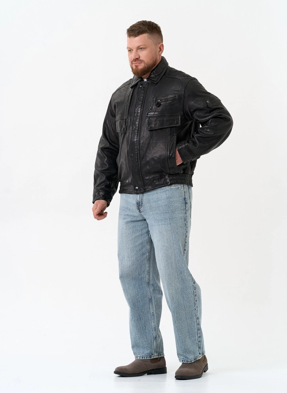 Мужская куртка бомбер из натуральной кожи фото