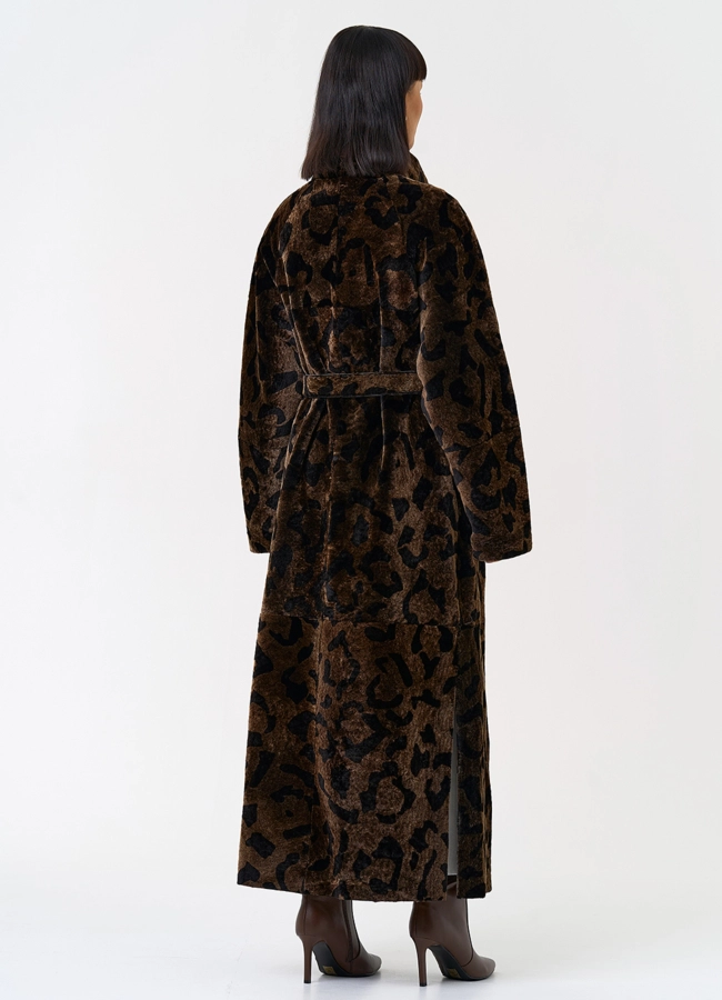 Женская натуральная дубленка с леопардовым принтом модель № 31479 в рассрочку фото